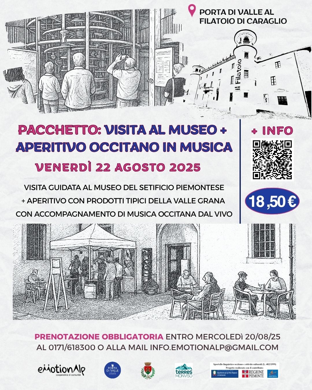 Visita e aperitivo Occitano in musica - Filatoio di Caraglio - Via Matteotti, 40, Caraglio (CN) - 𝗩𝗲𝗻𝗲𝗿𝗱ì 𝟮𝟮 𝗮𝗴𝗼𝘀𝘁𝗼 potrai visitare il Museo del Setificio Piemontese grazie ad un evento speciale in collaborazione con la Porta di Valle della Valle G...