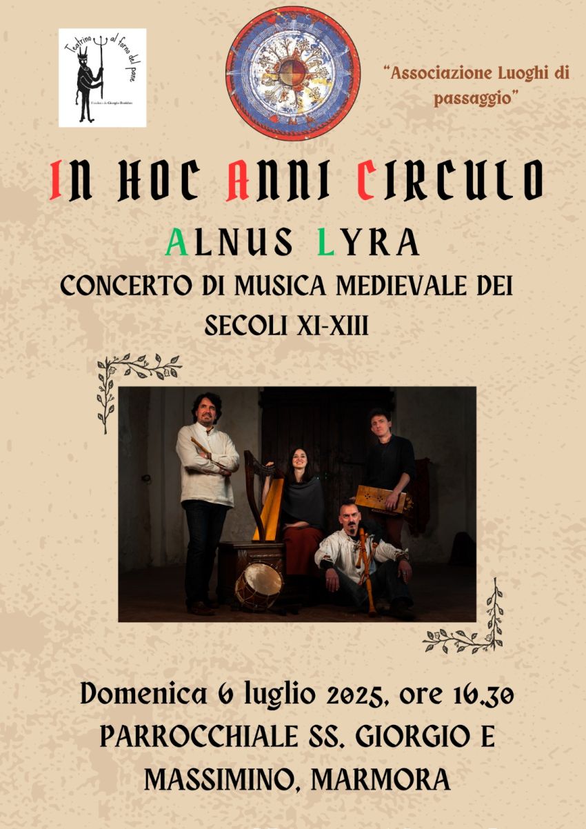 Concerto di musica medievale dei secoli XI-XIII - Borgata Parrocchia 14, Marmora (CN) - Nell’epoca medievale il tempo era associato al simbolo della ruota, del cerchio in cui le stagioni ne facevano i punti cardinali con i loro solstizi e...