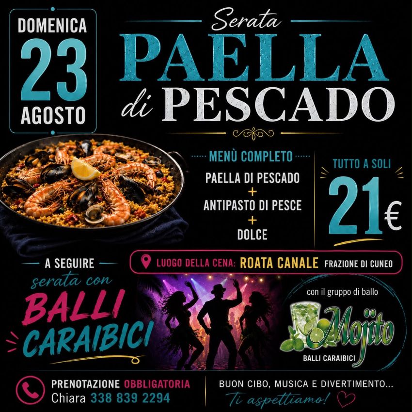 San Gioacchino  - Via monea oltregesso, Cuneo (CN) - 🥘 La tradizione incontra il sapore del mare! 🌊✨
📅 Domenica 23 Agosto ti aspettiamo per una serata speciale all’insegna del gusto e del divertiment...