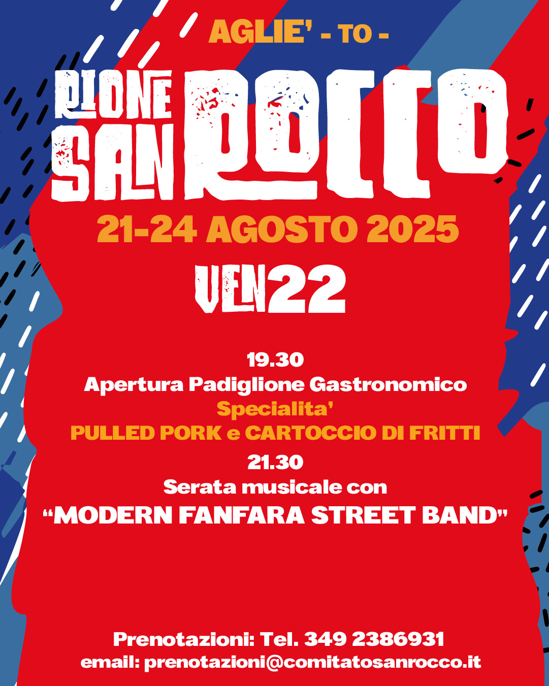 Festeggiamenti 2025 Rione San Rocco Agliè  - Strada per Bairo, 2 - Agliè (TO) (Salone Alladium/Salone Comunale Arch. F. Paglia), Agliè (TO) - Comitato Rione San Rocco Agliè (Instagram)
Rione San Rocco Agliè (Facebook)
Un Comitato in festa nelle nostre 4 consuete serate di festeggiamenti cond...