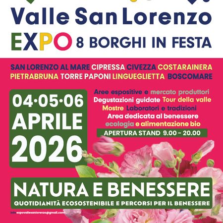 EXPO 2026 - Valle San Lorenzo - Centro citta', San Lorenzo al Mare (IM) - Tre giorni dedicati alla natura, al gusto e alle tradizioni locali con i borghi della valle, protagonisti:
ð¡ San Lorenzo al Mare â¢ Cipressa â¢...