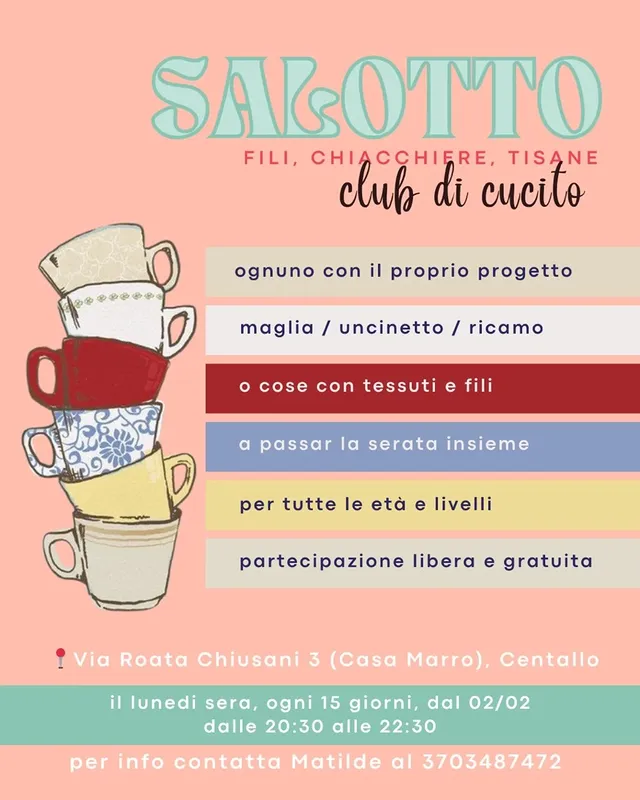 Fili, amici e relax: il 16/02 torna il Salotto! - Casa Marro, Centallo (CN) - Torna il nostro lunedì preferito a Casa Marro. Il Salotto - Club di cucito ti aspetta per il secondo appuntamento del mese. Due ore dedicate alla crea...