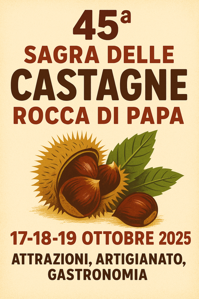 Sagra delle Castagne - Piazza della Repubblica, Rocca di Papa (RM) - 45ª Sagra delle Castagne di Rocca di Papa 2025: date, programma ed eventi
Dal 17 al 19 ottobre 2025 torna la Sagra delle Castagne di Rocca di Papa, un...