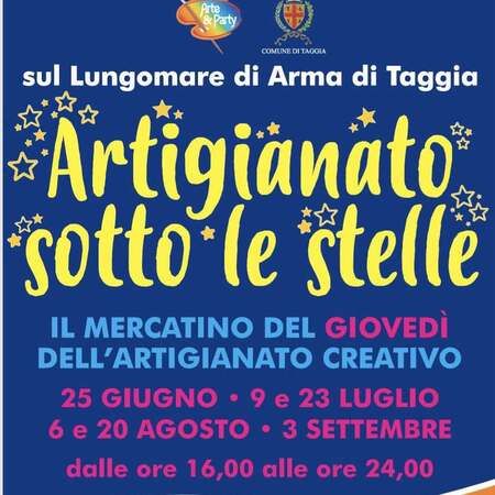 Artigianato sotto le Stelle - Lungomare di Arma di Taggia, Taggia (IM) - 🌟 ARTIGIANATO SOTTO LE STELLE
📅 Data: Giovedì 25 Giugno 2026
🕓 Orario: dalle ore 16:00 alle ore 24:00
📍 Luogo: Lungomare di Arma di Taggia
✨...