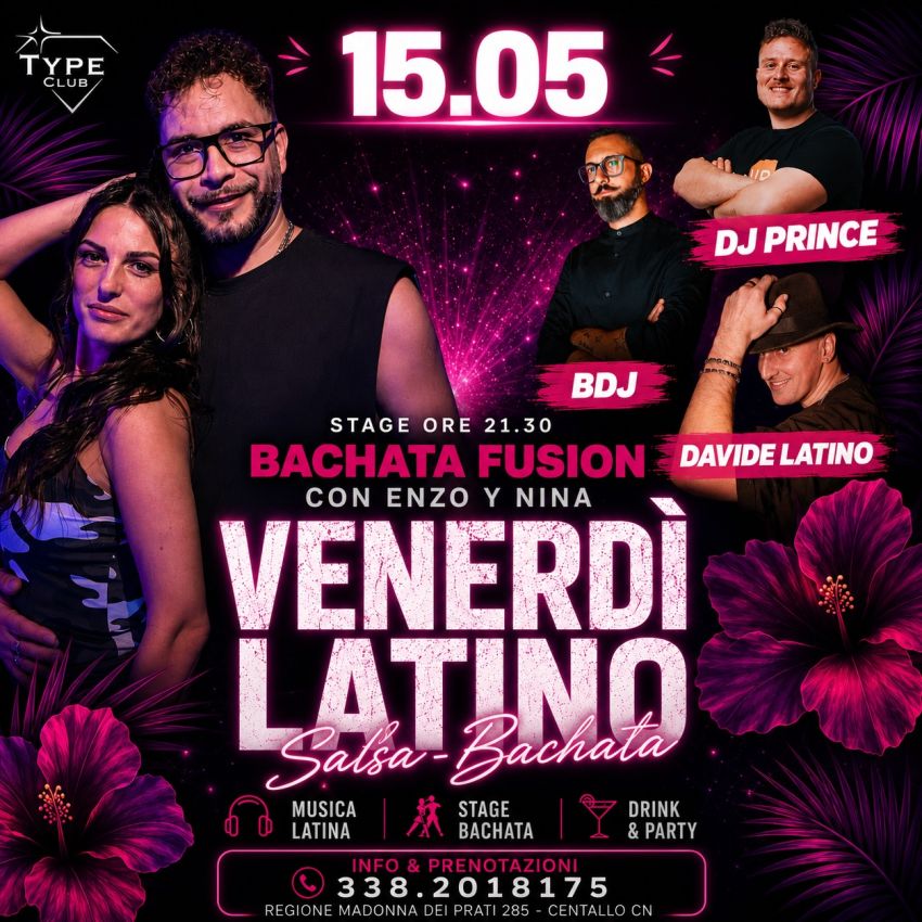 VENERDI' LATINO - Salsa e Bachata - Regione Madonna dei Prati 285 (Type Club), Centallo (CN) - 🔥 VENERDÌ LATINO @ TYPE CLUB 🔥
La febbre del venerdì sera travolge Centallo! Preparate le scarpe da ballo: una notte di pura passione Salsa e Bachat...