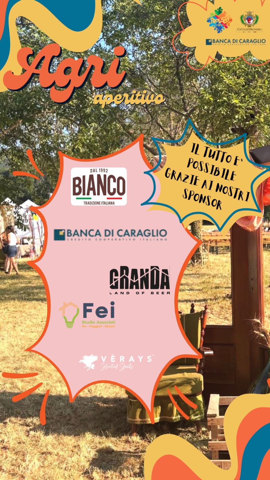 AGRIAPERITIVO - Via Ponza di San Martino, Dronero (CN) - 🌾 cinema all’aperto, aperitivi al tramonto e ballare in un campo agricolo 🌾
Il 26, 27 e 28 giugno torna l’ AGRIAPERITIVO 🥂🌾