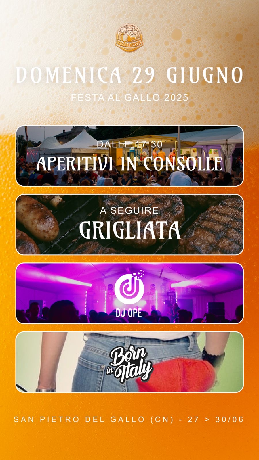Una Birra al Gallo  - Piazza San Pietro del Gallo, Cuneo (CN) - Torna come ogni anno l'appuntamento a San Pietro del Gallo!
Vi aspettiamo con tanto cibo, musica, cocktail e fiumi di Birra! 
seguiteci su Instagram e...