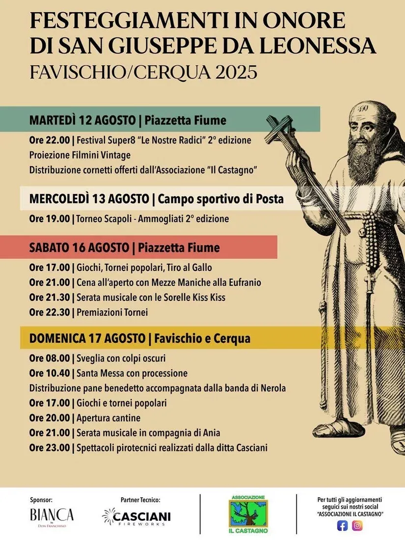 Festeggiamenti in onore di San Giuseppe da Leonessa - Centro città, Posta (RI) - I Festeggiamenti in onore di San Giuseppe da Leonessa si svolge a Posta, in provincia di Rieti, nella regione Lazio, nelle località di Favischio e Cer...