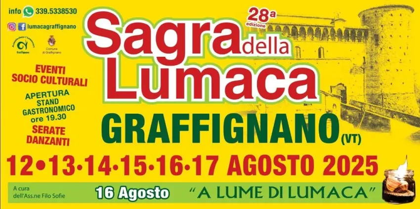 Sagra della Lumaca a Graffignano - Centro città, Graffignano (VT) - A Graffignano, in provincia di Viterbo nel mese di agosto si svolge la Sagra della Lumaca. La degustazione di gustosissime lumache cucinate secondo le...