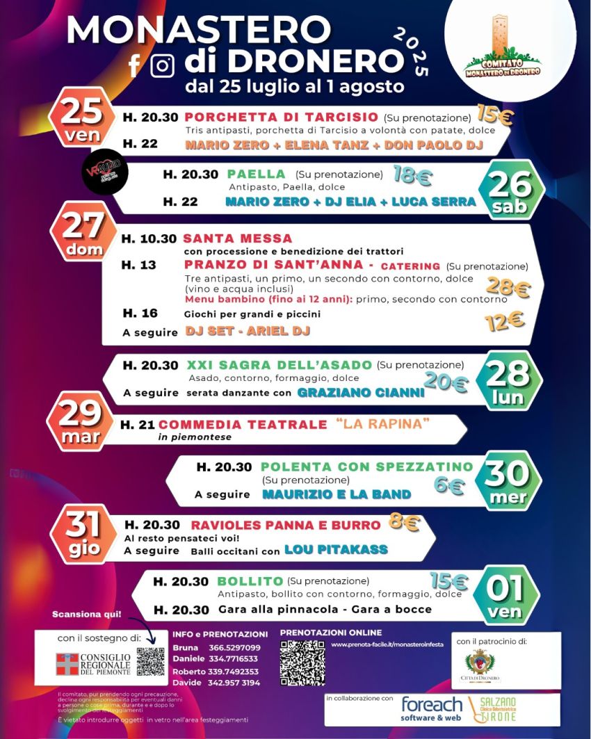 MONASTERO IN FESTA - SFERISTERIO MONASTERO DI DRONERO, Dronero (CN) - 🎉 Ci siamo!Il programma completo di Monastero in Festa è finalmente online!
📅 Dal 25 luglio al 1° agosto, vi aspetta una settimana indimenticabile d...