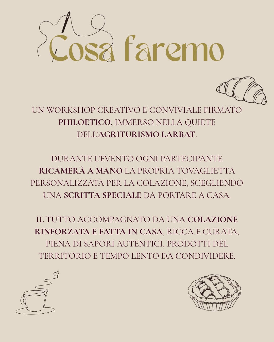 Buongiorno handmade - Crea la tua tovaglietta personalizzata - Agriturismo Larbat – Tarantasca, Tarantasca (CN) - Un mattino lento, fatto di ago e filo e una colazione da godersi senza fretta.Un evento pensato per chi ha voglia di fermarsi e creare la propria tova...