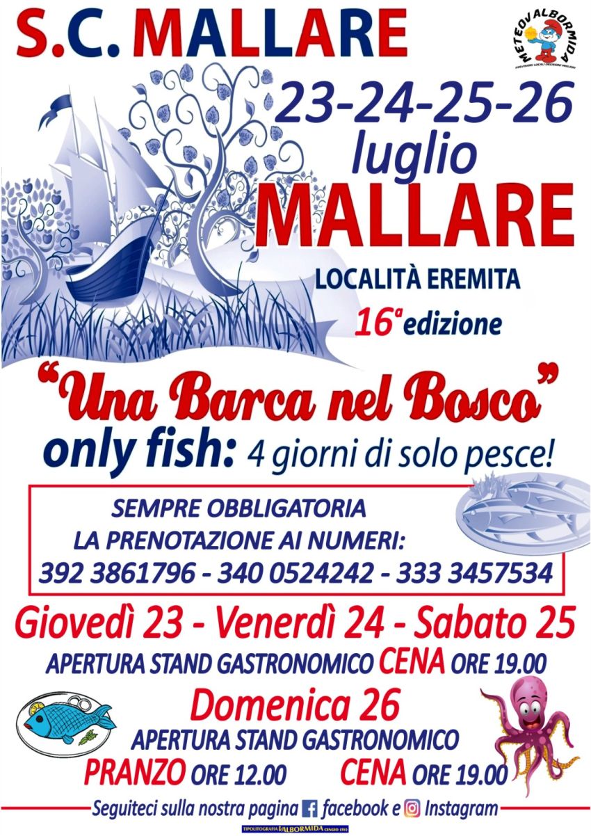 Una Barca Nel Bosco - Località Eremita, Mallare (SV) - Anche quest'anno, la Società Calcio Mallare organizza quattro giorni, tra gusto musica e divertimento, Una Barca Nel Bosco, la 16° Edizione della trad...