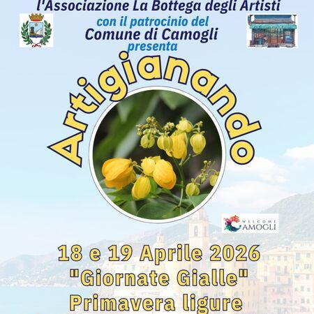 Artigianando - Centro citta', Camogli (GE) - L'Associazione La Bottega degli Artisti con il patrocinio del Comune di Camogli presenta Artigianando  
18 e 19 Aprile 2026  
Giornate Gialle  
Pri...