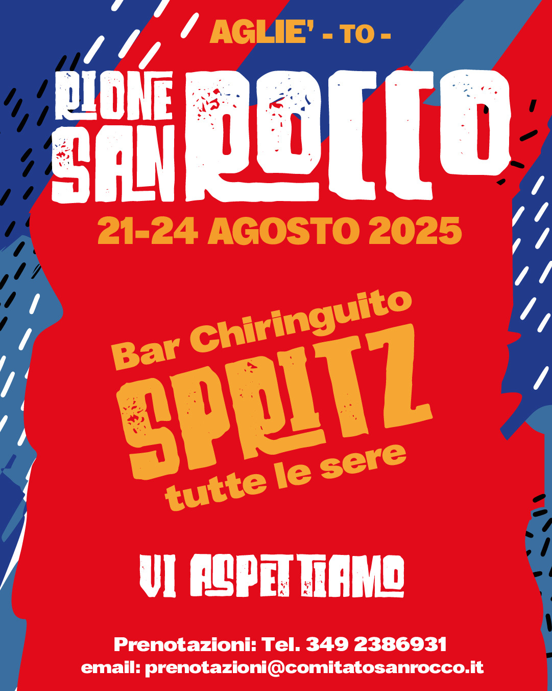 Festeggiamenti 2025 Rione San Rocco Agliè  - Strada per Bairo, 2 - Agliè (TO) (Salone Alladium/Salone Comunale Arch. F. Paglia), Agliè (TO) - Comitato Rione San Rocco Agliè (Instagram)
Rione San Rocco Agliè (Facebook)
Un Comitato in festa nelle nostre 4 consuete serate di festeggiamenti cond...