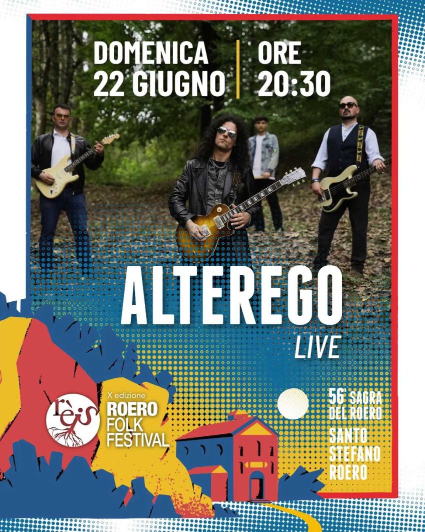 Alterego - Live - Centro città di Stanto Stefano Roero, Santo Stefano Roero (CN) - Ad aprire le danze sanstefanesi di domenica 22 giugno, nella cornice del Rèis, saranno gli @alterego_roeromusic.Gruppo canalese, nato dalle ceneri dei...