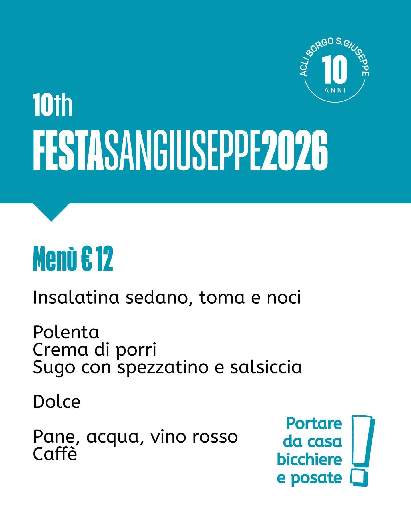 Festa di San Giuseppe - Polentata - Borgo San Giuseppe, Salone (dietro la Chiesa), Cuneo (CN) - 
 


Quest’anno compiamo 10 anni! 🥳🩵E per l’occasione vogliamo condividere questo traguardo con voi:📌 Festa di San Giuseppe 10th🗓️ Domenica 22 marz...
