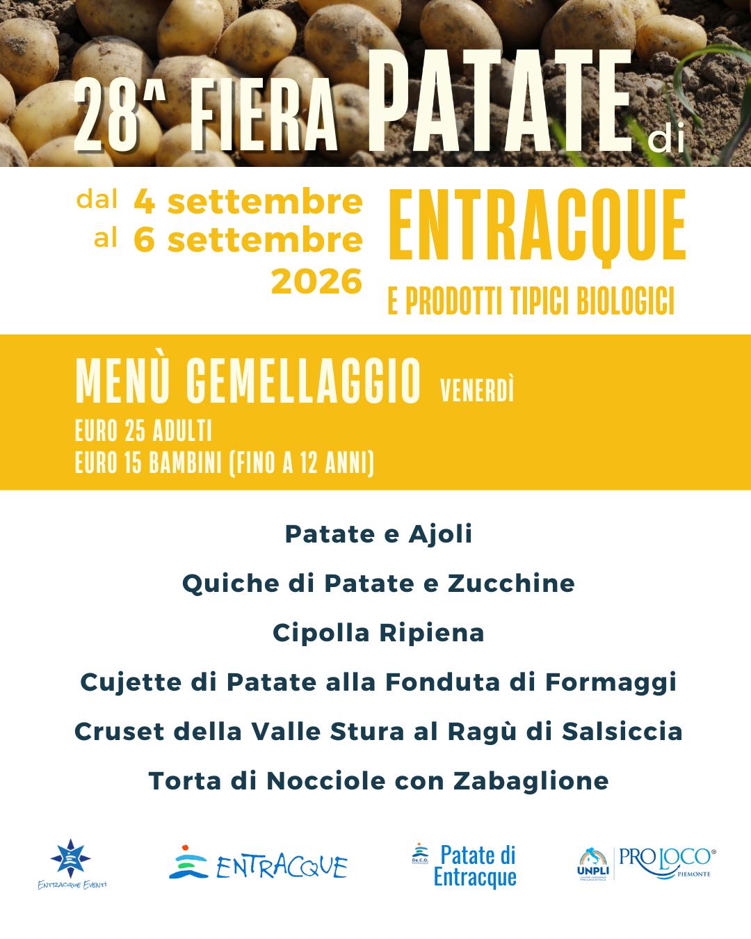 28ª Fiera della Patata di Entracque - Centro città, Entracque (CN) - 🥔 FINALMENTE CI SIAMO!Da domani sono aperte le prenotazioni per la 28ª Fiera della Patata di Entracque! 🎉Dal 4 al 6 settembre vi aspettiamo per tre...