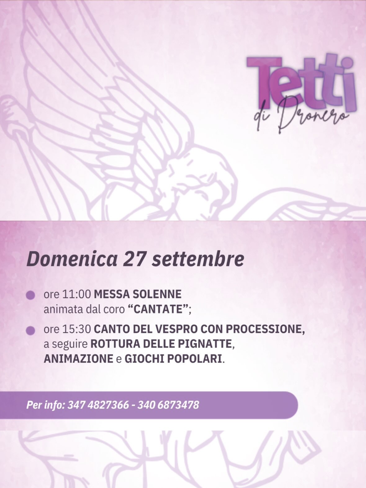 Festa Patronale di San Michele Arcangelo - Tetti di Dronero, Dronero (CN) - 🎉 Festa Patronale di San Michele Arcangelo a Tetti di Dronero
📅 Dal 25 al 28 settembre
Quattro giornate all'insegna della tradizione, del buon cibo...