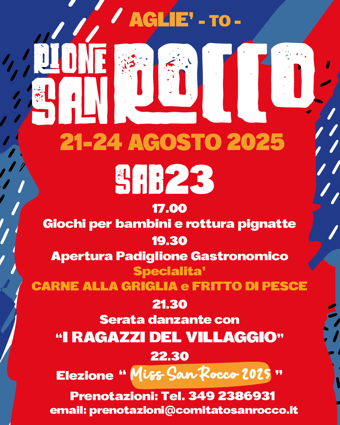 Festeggiamenti 2025 Rione San Rocco Agliè  - Strada per Bairo, 2 - Agliè (TO) (Salone Alladium/Salone Comunale Arch. F. Paglia), Agliè (TO) - Comitato Rione San Rocco Agliè (Instagram)
Rione San Rocco Agliè (Facebook)
Un Comitato in festa nelle nostre 4 consuete serate di festeggiamenti cond...