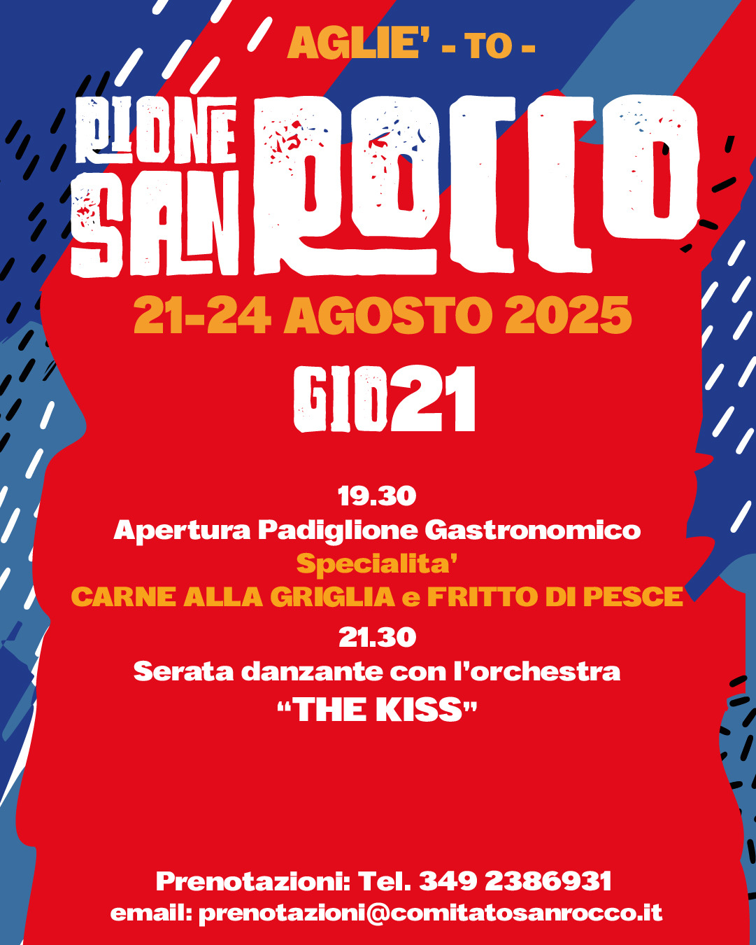 Festeggiamenti 2025 Rione San Rocco Agliè  - Strada per Bairo, 2 - Agliè (TO) (Salone Alladium/Salone Comunale Arch. F. Paglia), Agliè (TO) - Comitato Rione San Rocco Agliè (Instagram)
Rione San Rocco Agliè (Facebook)
Un Comitato in festa nelle nostre 4 consuete serate di festeggiamenti cond...