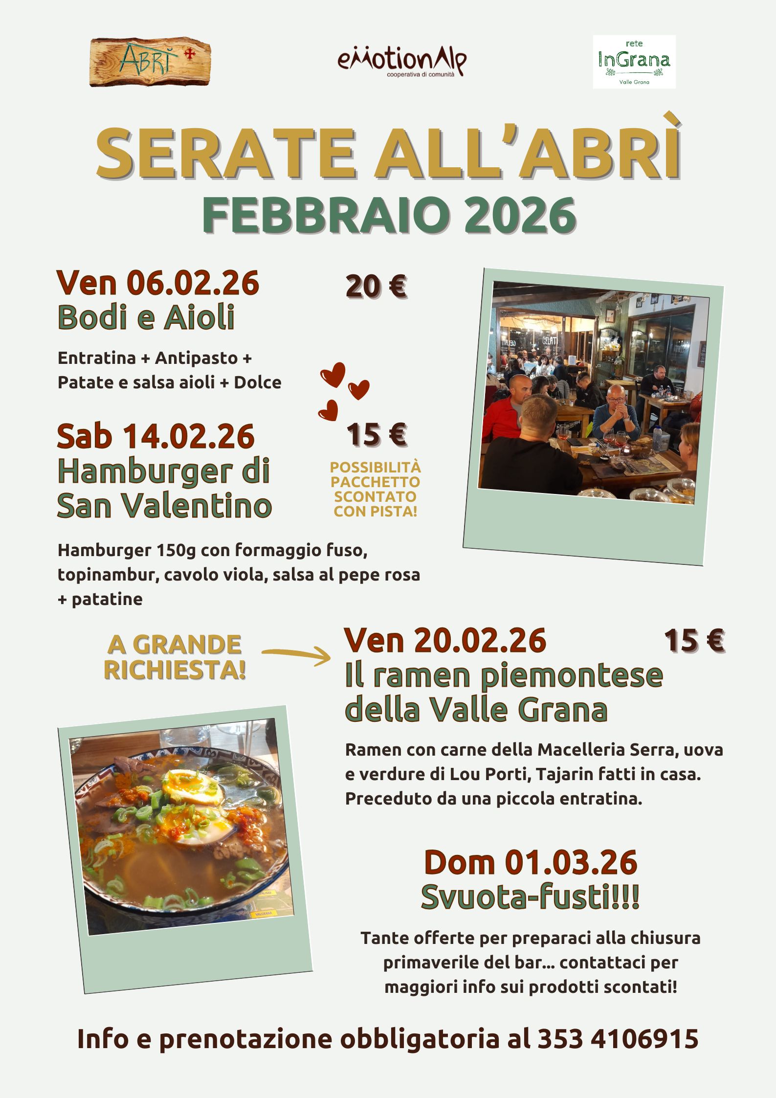 SERATE GASTRONOMICHE ALL'ABRI' - Bodi e aiolì - Via Vittorio Nazzari, 3, Pradleves (CN) - 
Le serate gastronomiche di febbraio iniziano 𝘃𝗲𝗻𝗲𝗿𝗱ì 𝟲 𝗳𝗲𝗯𝗯𝗿𝗮𝗶𝗼, dove ti verrà proposto 𝗕𝗼𝗱𝗶 𝗲 𝗮𝗶𝗼𝗹ì: entratina, antipasto, bodi con salsa aiolì e do...