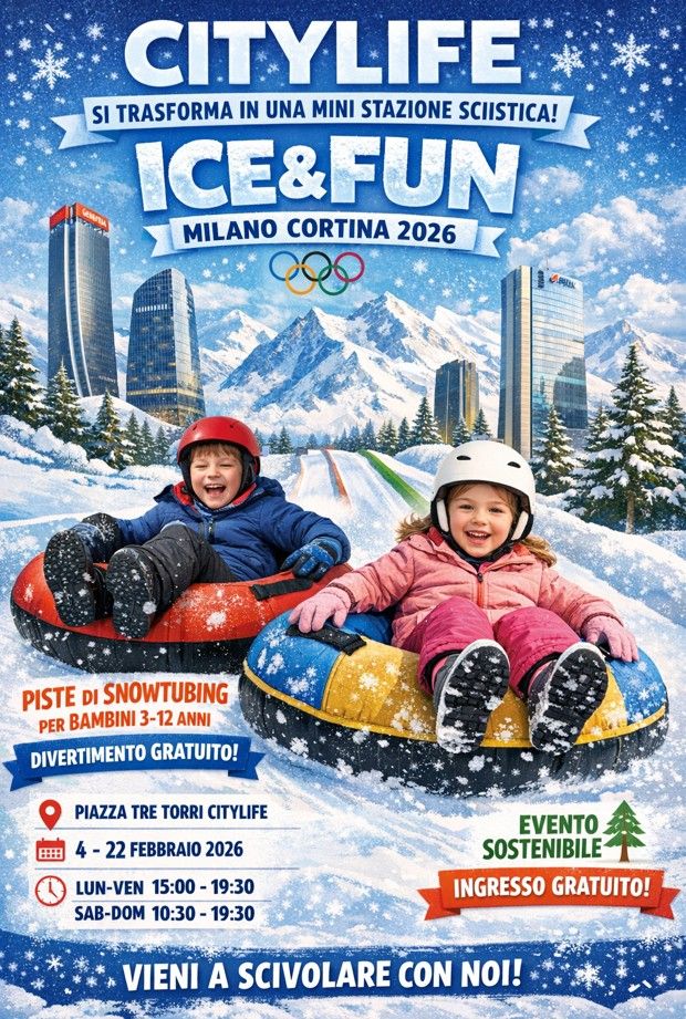 CityLife si trasforma in una mini stazione sciistica: arriva Ice&Fun Milano Cortina 2026 - City life, Milano (MI) - Dal 4 al 22 febbraio, piazza Tre Torri si veste d’inverno con Ice&Fun Milano Cortina 2026, l’evento che porta l’atmosfera delle località sciistiche ne...