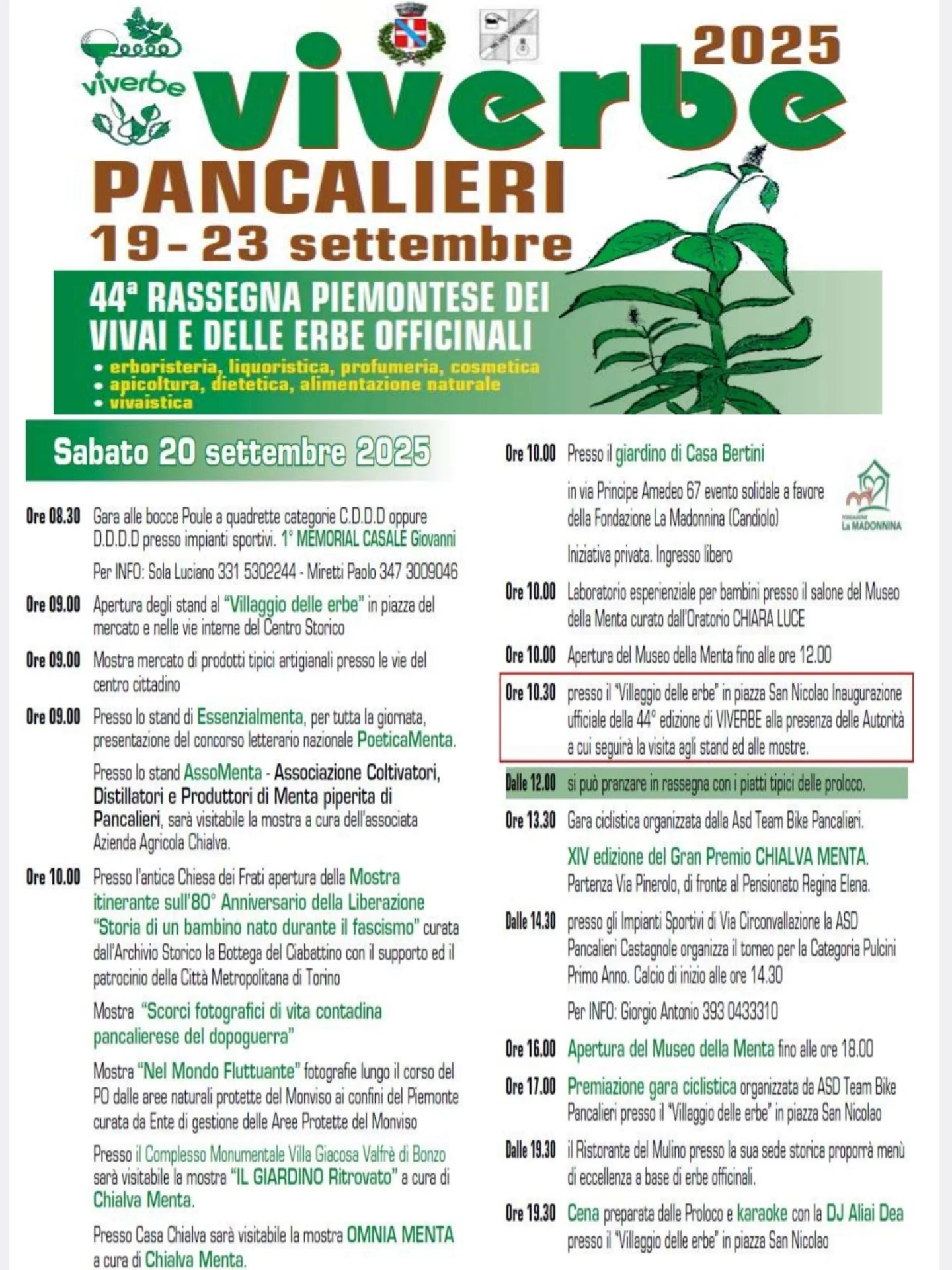 VIVERBE - Via Circonvallazione (impianti sportivi), Pancalieri (TO) - 
 


Dal 19 al 23 settembre vi aspettiamo numerosi a Pancalieri per la nuova edizione di Viverbe 🌿💚
