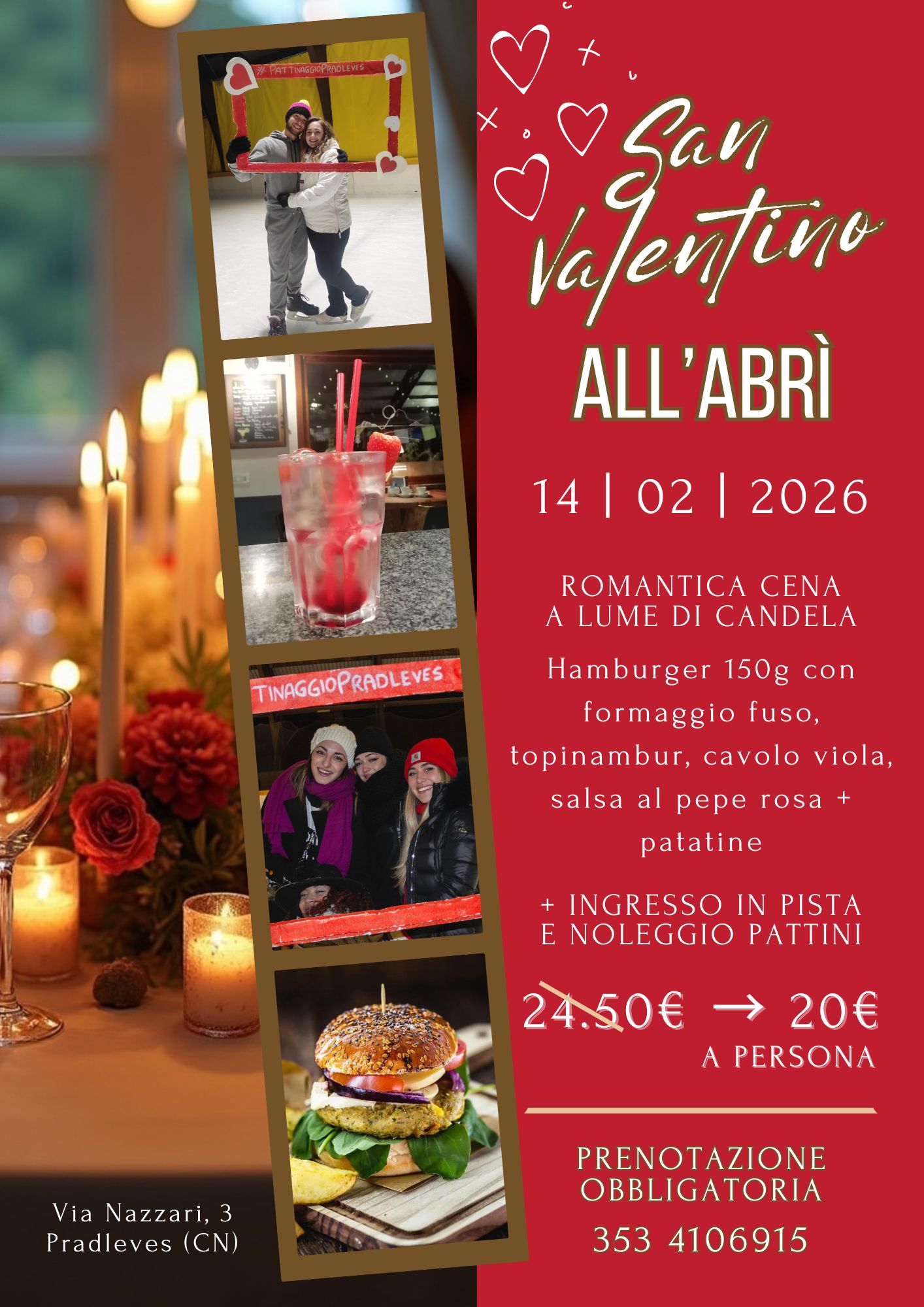 SAN VALENTINO ON ICE - Via Vittorio Nazzari, 3, Pradleves (CN) - EmotionAlp ti aspetta alla pista di pattinaggio per festeggiare San Valentino in modo unico ed alternativo. Per l'occasione la pista sarà addobbata e...
