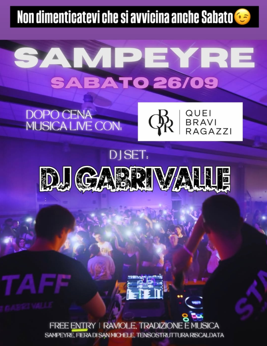 RAVIOLE, TRADIZIONE E MUSICA! - Fiera di San Michele - Centro città (TENSOSTRUTTURA), Sampeyre (CN) - SABATO 26 SETTEMBRE | RAVIOLE, TRADIZIONE E MUSICA! Il secondo giorno della Fiera di San Michele – Sagra delle Raviole è dedicato alla nostra tradizio...