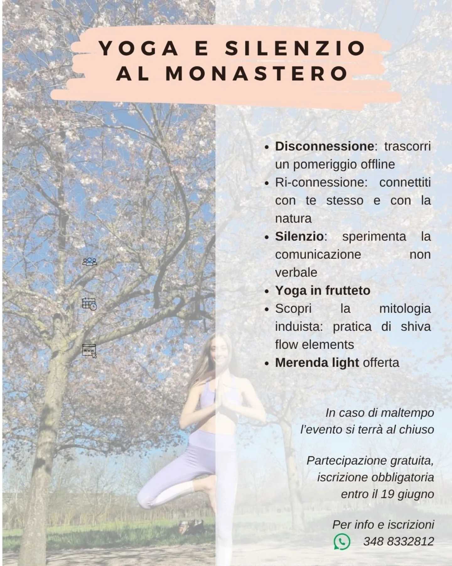 Yoga e Silenzio al Monastero - Monastero di San Biagio, Strada di Morozzo 12, Mondovì (CN) - 
 


In occasione della Giornata Internazionale dello Yoga E del Solstizio d'estate ☀️🕑 Sabato 21 giugno alle 14.30 ci ritroviamo negli spazi verdi d...