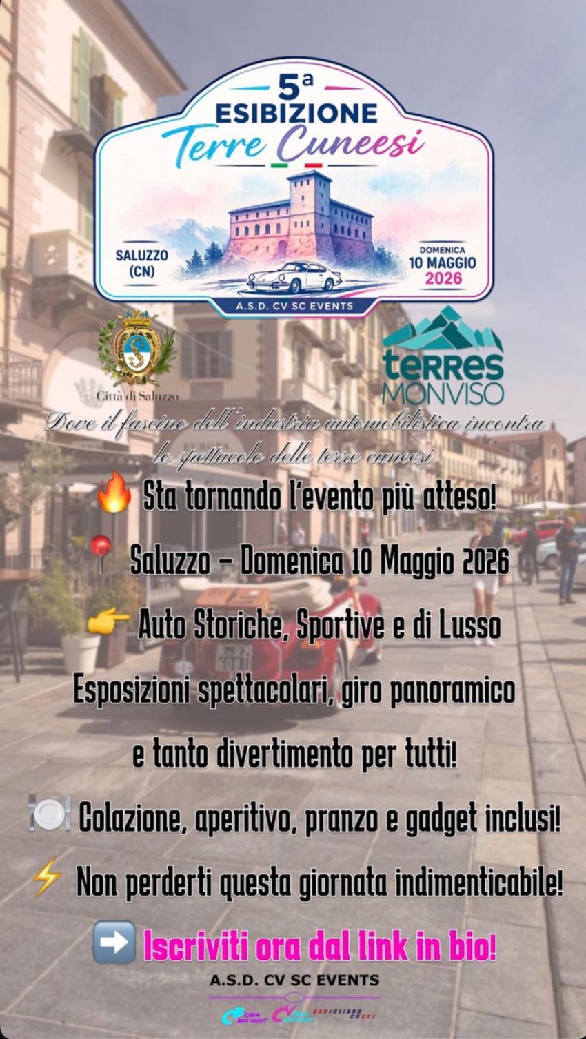 5ª Esibizione Terre Cuneesi - Centro città, Saluzzo (CN) - 🏎️ Motori accesi, appassionati! Torna l'evento più atteso dell'anno! 🔥
Siamo entusiasti di invitarvi alla 5ª Esibizione Terre Cuneesi! Preparatevi a...
