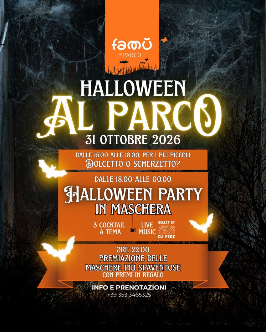 HALLOWEEN AL PARCO - Viale degli Angeli, 25 (Famù nel parco), Cuneo (CN) -  

🎃 Cosa succede al parco quando scende la sera? 🕸️Preparate la maschera più spaventosa... qualcosa di misterioso sta per accadere da famù nel parco...