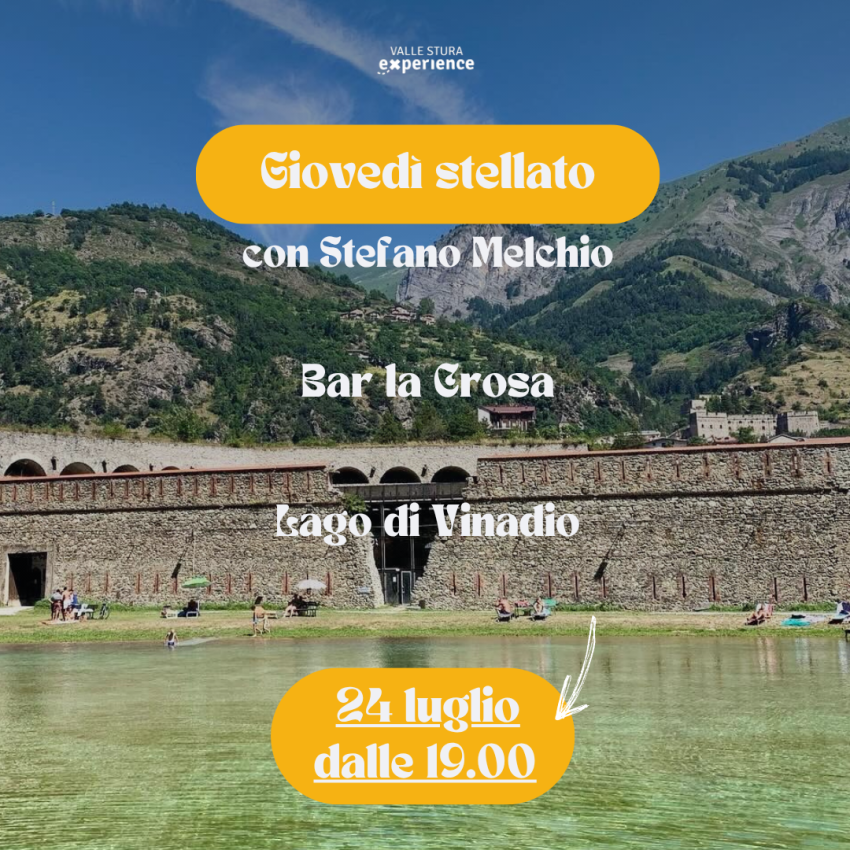 Giovedì stellati - Lago di Vinadio (Bar La Crosa), Vinadio (CN) - Sotto un cielo di stelle
Alle 19:00 apericena presso il Bar La Crosa – Bar del Lago (Vinadio – CN).
Iniziamo la serata con una gustosa apericena vista...