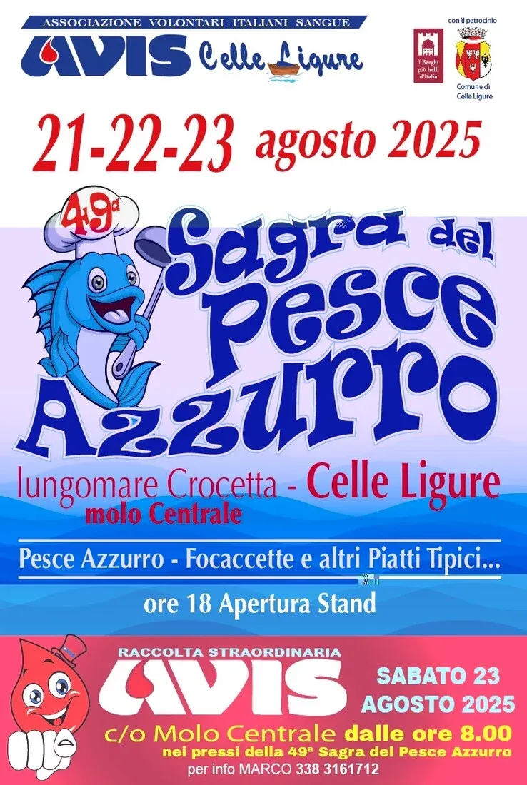 Sagra del Pesce Azzurro - Celle Ligure - Lungomare Crocetta, Celle Ligure (SV) - La Sagra del Pesce Azzurro di Celle Ligure, in provincia di Savona, nella regione Liguria, si svolge tradizionalmente nel mese di Agosto, a cura di AV...