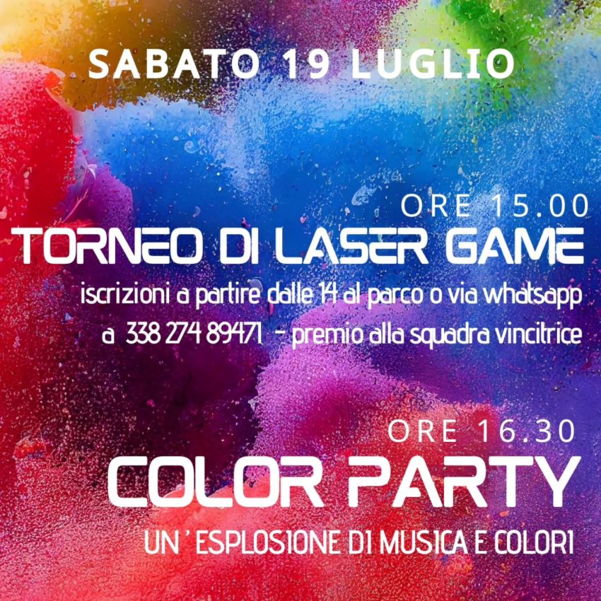 Torneo laser game + Color Party - Via Frabosa Nuova 13a, Frabosa Soprana (CN) - 🔥🚀 SABATO 19 LUGLIO 🚀🔥Primo evento della nostra estate 🤩🤩🕛 Ore 15 Torneo di Laser Game 🔫🕛 Ore 16.30 COLOR PARTY 🟣🔵🟡Per partecipare al torn...