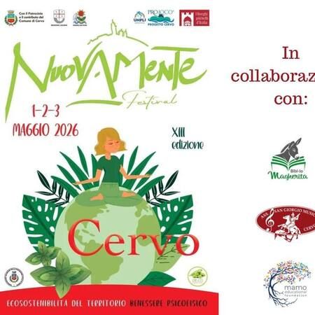 Nuovamente Festival - Centro citta', Cervo (IM) - Nuovamente Festival  
1-2-3 MAGGIO 2026  
XIII edizione  
Cervo  
Ecosostenibilità del territorio benessere psicofisico  