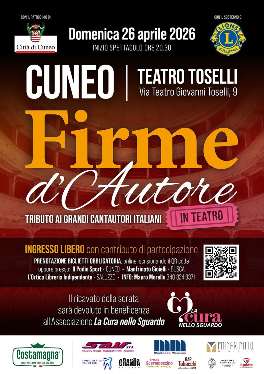 Concerto Firme d’Autore - Teatro Toselli, Cuneo (CN) - Il prestigioso Teatro Toselli di Cuneo ospiterà lo spettacolo delle Firme d’Autore. Un viaggio emozionante attraverso trent’anni di musica italiana, d...