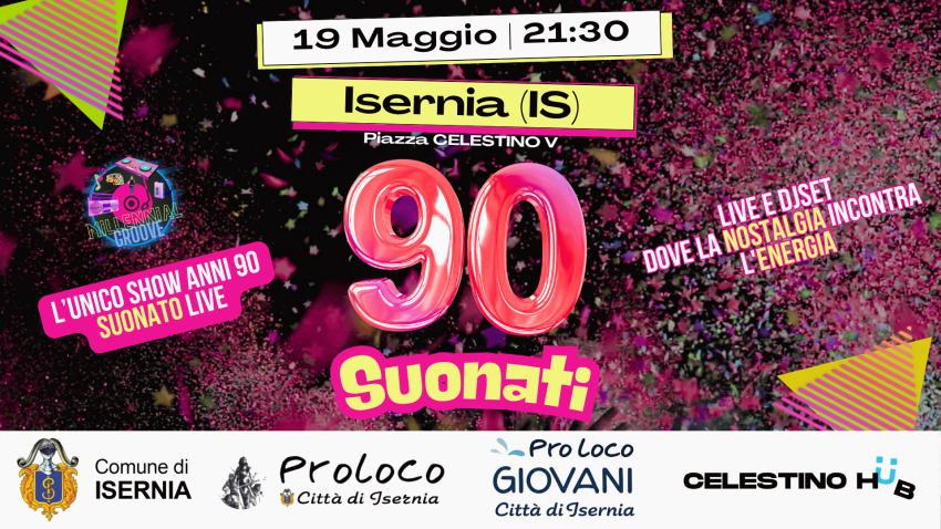 90 Suonati - Piazza Celestino V, Isernia (IS) - 90 Suonati - L'Unico Show Anni 90 Suonato Live
Dimentica i soliti DJ set SHOW. Questa è Musica Vera.
90 Suonati è l'evoluzione definitiva del revival...