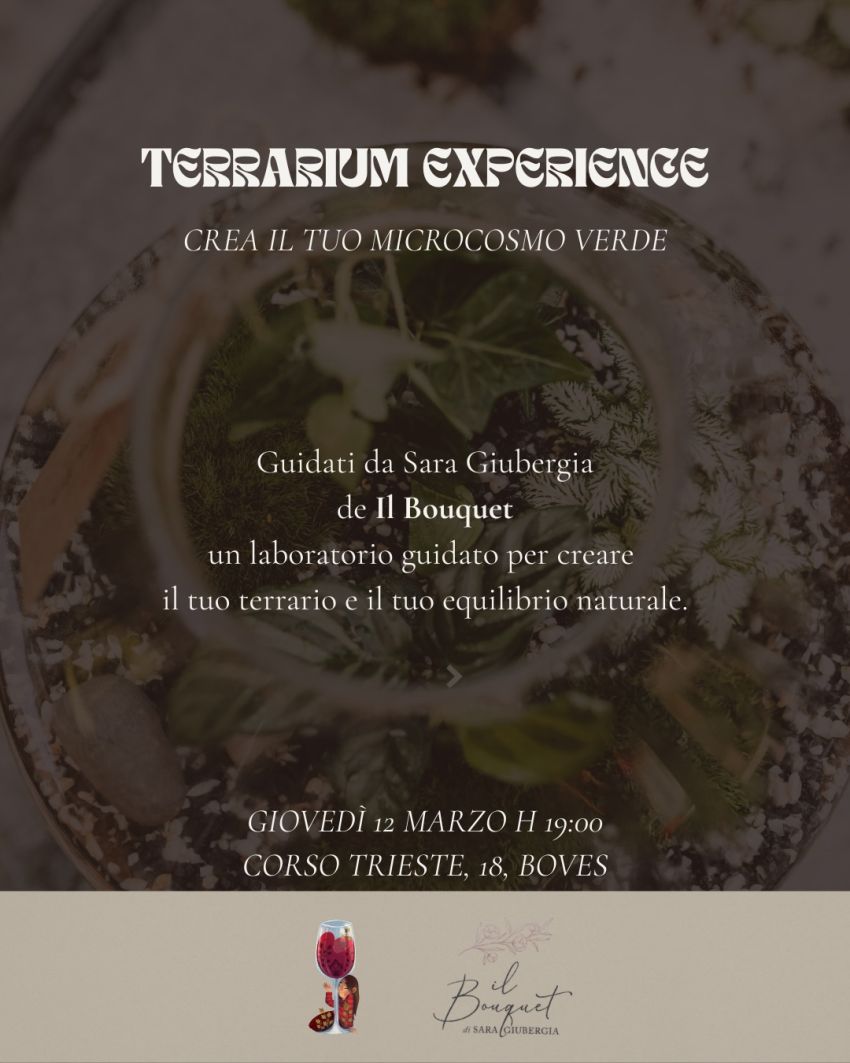 TERRARIUM EXPERIENCE - Corso Trieste 18, Boves (CN) - EVENTI DI MARZO🪄 Natura, vino, creatività e chiacchiere fatte bene.Marzo lo viviamo così.🌸12 Marzo: Terrarium Experience con @il_bouquet di Sara Giu...