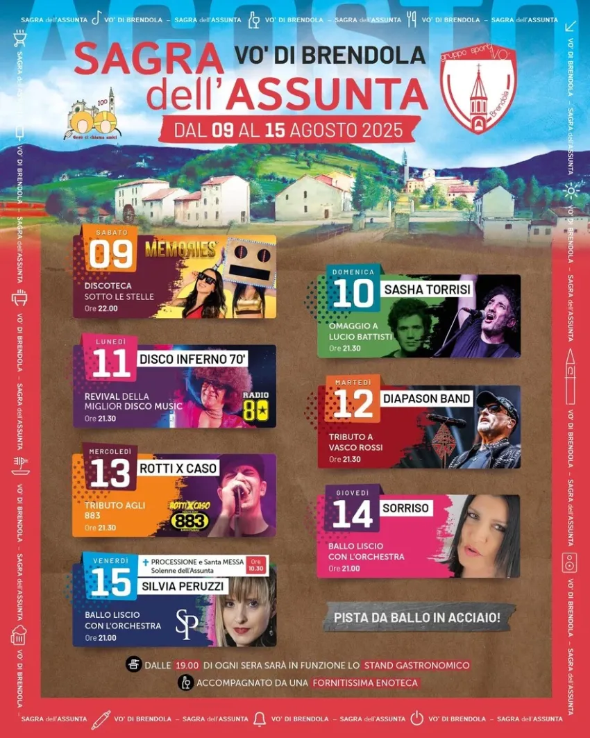 Sagra dell'Assunta - Vo' di Brendola - Vo' di Brendola, Brendola (VI) - A Vo' di Brendola, in provincia di Vicenza, alle pendici dei Colli Berici, nei giorni che portano al Ferragosto si festeggia con la Sagra dell'Assunta...