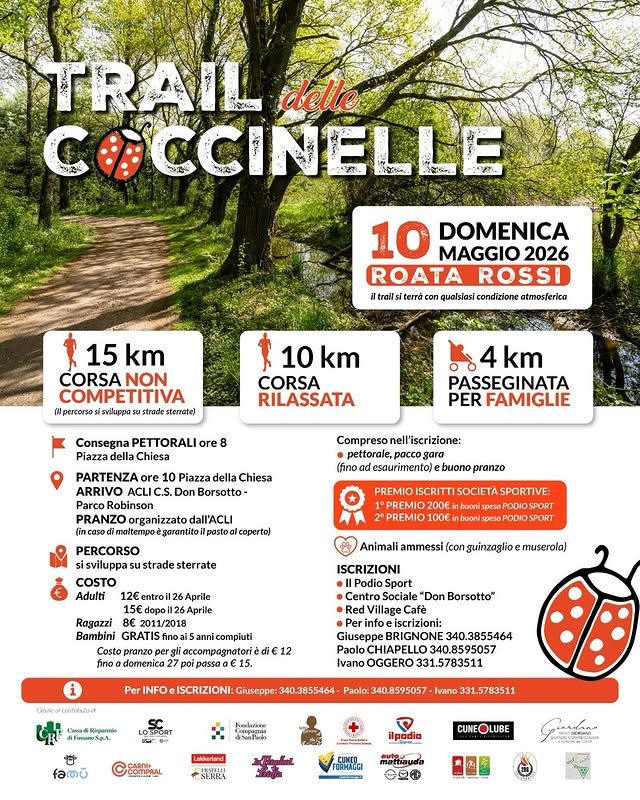 Trail delle Coccinelle 2026: corsa, natura e divertimento per tutta la famiglia - Roata Rossi, Cuneo (CN) - Il Trail delle Coccinelle 2026 è uno degli eventi più attesi dagli amanti della corsa e delle attività all’aria aperta. In programma domenica 10 maggi...