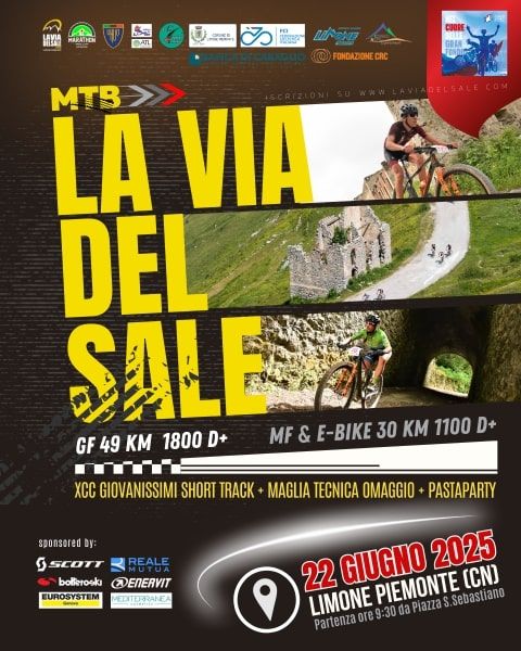 Granfondo La via del sale - Piazza San Sebastiano, Limone Piemonte, Limone Piemonte (CN) -
Domenica 22 giugno 2025 a Limone Piemonte appuntamento con la Gran Fondo la Via del Sale, granfondo di MTB appartenente al circuito Marathon Bike Cu...