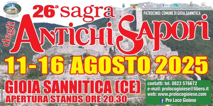 Sagra degli Antichi Sapori - Centro città, Gioia Sannitica (CE) - Il tradizionale appuntamento con la "Sagra degli Antichi Sapori" si rinnova tradizionalmente nel mese di agosto. La manifestazione, organizzata dalla...