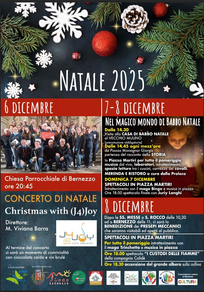 Natale a Bernezzo - Centro città, Bernezzo (CN) - Programma manifestazioni in occasione del Natale 20256 dicembre Concerto nella Chiesa Parrocchiale di Bernezzo7-8 Dicembre Il magico mondo di Babbo Na...