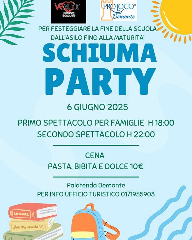 Schiuma Party | Demonte - Palatenda di Demonte, Demonte (CN) - Ultima settimana di maggio: ultimi giorni di scuola per i ragazzi! Cosa c’è di meglio di un grande schiuma party per festeggiare questo importante tra...