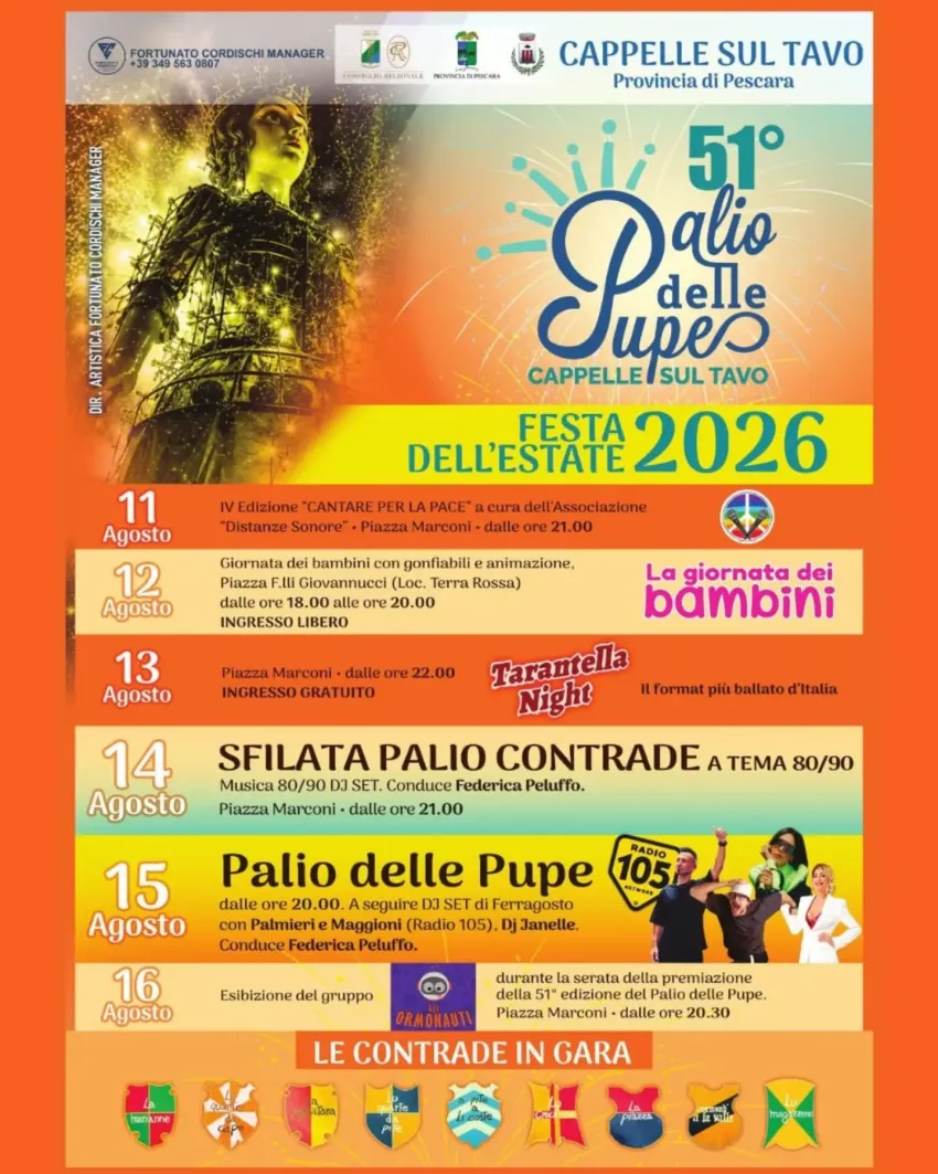 51ª edizione del Palio delle Pupe - Centro città, Cappelle sul Tavo (PE) - 🎨✨ NON VE LO PERDETE! IL FERRAGOSTO PIÙ ATTESO DELLA PROVINCIA DI PESACARA : È TARGATO CAPPELLE SUL TAVO (PE)! ✨🎨A due passi dal mare, tra il sapo...