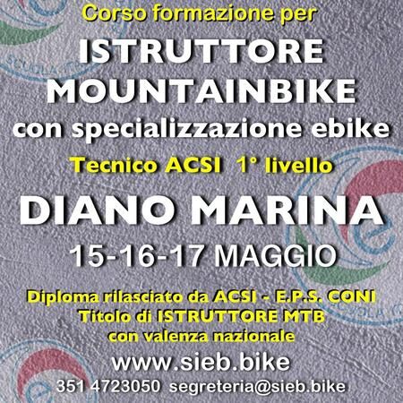 Corso per Istruttore Mountain Bike - via Silorata, Diano Marina (IM) - 🚵‍♂️ Corso di formazione per Istruttore Mountain Bike con specializzazione E-Bike
Dal 15 al 17 maggio 2026, a Diano Marina, si terrà il corso per di...