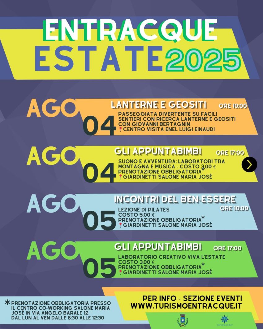 Entracque Estate 2025 - Centro cittร , Entracque (CN) - โ๏ธ ๐๐ป๐๐ฟ๐ฎ๐ฐ๐พ๐๐ฒ โ ๐๐๐๐ฎ๐๐ฒ ๐ฎ๐ฌ๐ฎ๐ฑ๐๐ข ๐ต๐ถ๐ข ๐ข๐จ๐ฆ๐ฏ๐ฅ๐ข ๐ด๐ฆ๐ต๐ต๐ช๐ฎ๐ข๐ฏ๐ข๐ญ๐ฆ ๐ฅ๐ฆ๐จ๐ญ๐ช ๐ฆ๐ท๐ฆ๐ฏ๐ต๐ช ๐๏ธCi aspetta una settimana ricchissima di eventi!Ecco gli appuntamenti da non perdere...