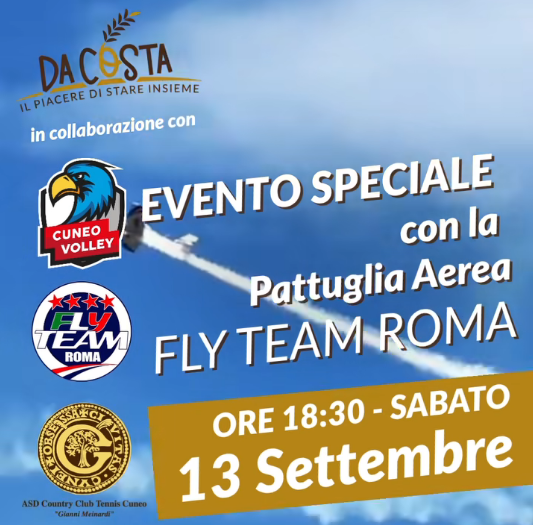 Cuneo Volley - Presentazione della squadra -  Viale Angeli, 77 - Country Club Cuneo , Cuneo (CN) - 💣💥 𝙀𝙫𝙚𝙣𝙩𝙤 𝙎𝙥𝙚𝙘𝙞𝙖𝙡𝙚 @dacosta_trattoria in collaborazione con @cuneovolley, @flyteam_roma & @countryclubcuneo_1968 !
 
📌 𝗦𝗮𝗯𝗮𝘁𝗼 𝟭𝟯 𝘀𝗲𝘁𝘁𝗲𝗺𝗯𝗿𝗲
⏰️ 𝗼𝗿𝗲...