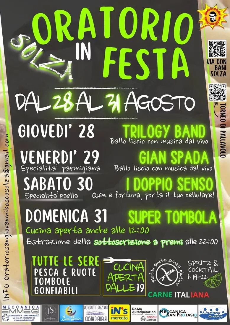 Oratorio in Festa a Solza - Oratorio, Solza (BG) - Oratorio in Festa a Solza, in provincia di Bergamo, nella regione Lombardia, si svolge tradizionalmente alla fine del mese di Agosto.
          Quest'...